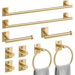 10 Pieces Bathroom Hardware Accessories Set Brushed Gold Towel Bar Set Stainless Steel Towel Racks for Bathroom,Wall-Mounted 23.6 inch