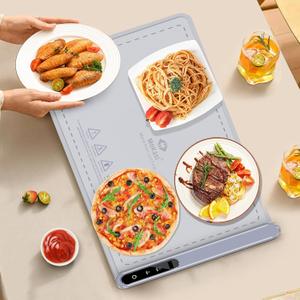 Electric Food Warming Mat HeatingFlameless Silicone Countertop Warmer Tray With 7 Temps 24x16 Inch - Portable Foldable Heat Pad Keep Food Warm For Dinner Serving And Buffet Party - (GRAY)