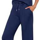 Two Piece Sets for Women Summer Mock Neck Sleeveless Top Crop Wide Leg Pants Lounge Sets Vacation Travel Outfits Size L