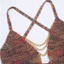 Floerns Women's Lace Up Backless Knitted Camisole Sleeveless Cropped Cami Tops (Brown Multi)