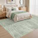WITSHOCK Washable Rugs 8x10 Modern Area Rugs, Thin Rug for Living Bedroom Dining Room Nursery Kitchen Office, Wave Striped Rugs Indoor Carpet Soft Non Slip Stain Resistant Home Decor, Sage Green