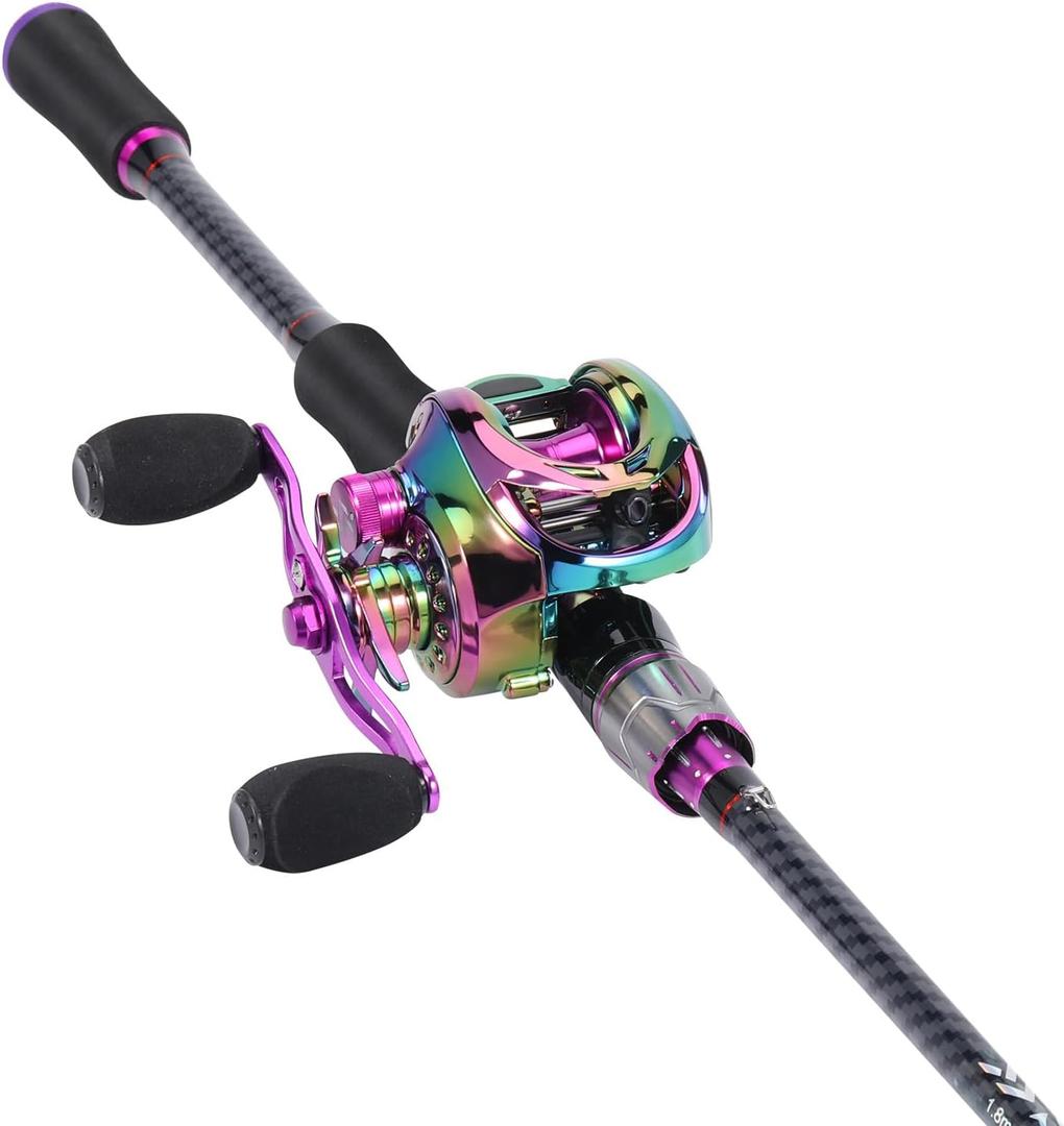 Sougayilang Baitcasting Fishing Combos, Carbon&Glass Fiber Composite 2 Piece Fishing Rods with Casting Reel- 6'0" Right Hand