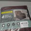 ANARACHON Leather Look Recliner Chair Covers, 4-Pieces Stretch Recliner Cover, Soft Reclining Chair Slipcover, Washable Furniture Protector for Large Lazy Boy Recliner (1 XL Seater, 01 Chocolate)