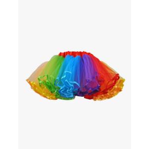 Womens Rainbow Puffy Tutu Layered Tulle Petticoat Skirt for Party