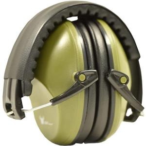 Earmuff hearing protection with low profile passive folding design 26dB NRR and reduces up to 125dB , Army Green (One Size)