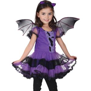 EOZY Kids Girls Princess Bat Dress Halloween Costume Set with Headband and Wings (4-6Years, Purple)