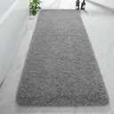 AROGAN 24x60 Inch Long Bathroom Runner Rug, Luxury Thick Soft and Absorbent Microfiber Non Slip Bath Mat, Rubber Backing Quick Dry Rugs Carpets, Machine Washable Plush Mats for Shower Floor, Grey