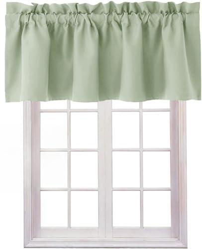 Hiasan Valance Curtains for Kitchen Blackout Thermal Insulated Solid Window Curtain Valance, Seafoam Green, 42 x 18 Inches, 1 Panel