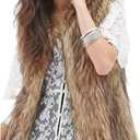 Tanming Women's Fashion Autumn and Winter Warm Short Faux Fur Vests (Medium, Grey)