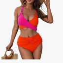 Womens One Piece Swimsuits-Sexy Deep V Neckline Tummy Control Bathing Suit Slimming Mesh Swimwear, M