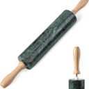 Koville Indian Green Marble Rolling Pin, Non-Stick Stone Dough Roller, 18 Inch Rolling Pin for Baking,Pasta, Dumpling, Ravioli, Fondant,Pie Crust, Kitchen Baking Pastry Tools, Kitchen Essential