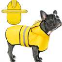 Paiaite Dog Raincoat: Hooded Slicker Poncho, Durable Waterproof Jacket with Reflective Stripes for Safety, Convenient Leash Hole, and Adjustable Fit, Perfect for Dogs Yellow M (M-(9~16lb) | Chest(~17.5-25.5")|Back(14.17"))