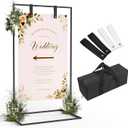 Daiumulti Wedding Sign Stand, Black Wedding Welcome Sign, Wedding Sign Holder with Storage Bag and Leather Sign Hanging Straps, Easel Stand for Sign, Welcome Sign for Party