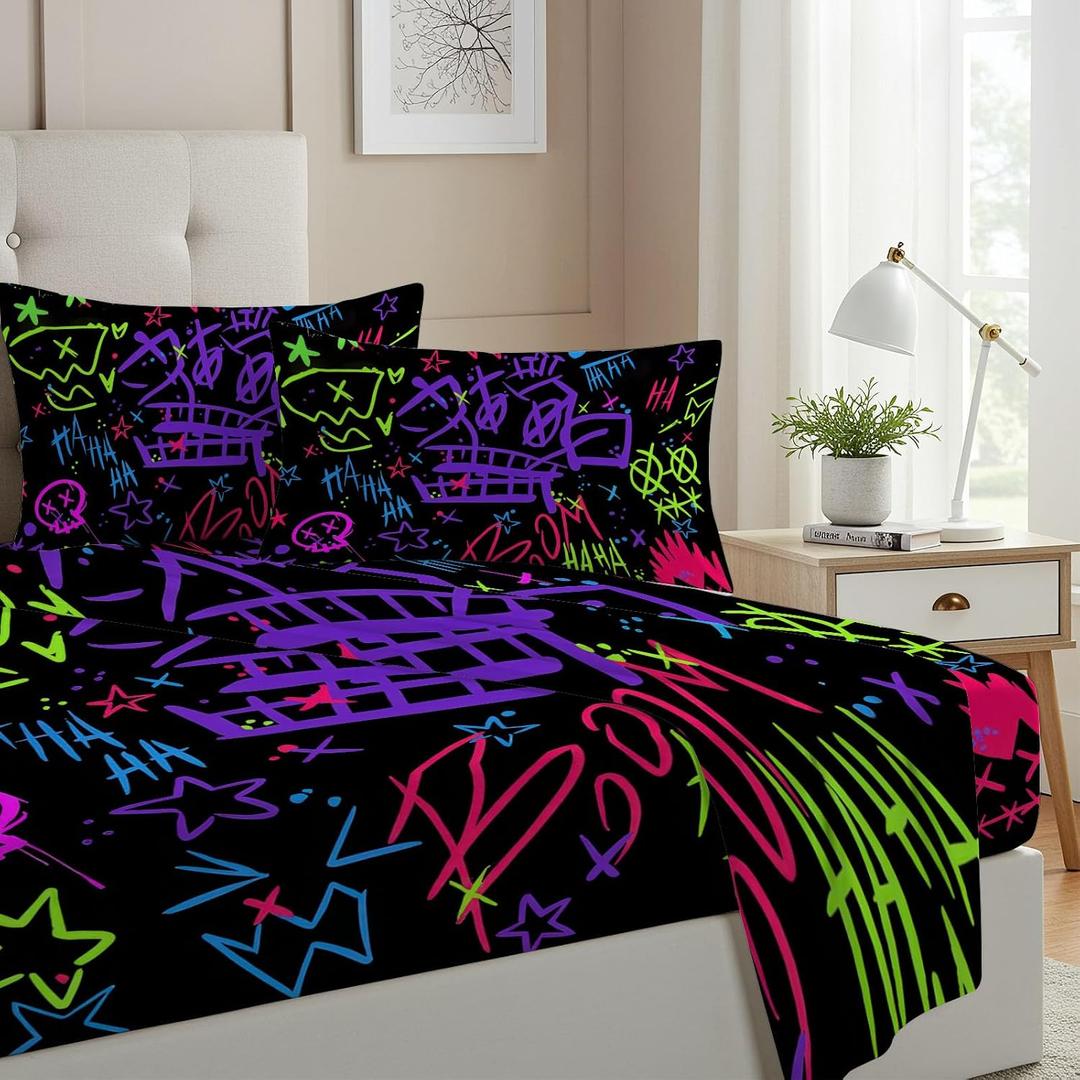 Allenjoy Legendary Game Monkey Bomb Sheets Set with Fitted Sheet, Flat Sheet and 2 Pillowcases for Teens Men Women Fans Sister Bedding Bedroom Decor, Full Size