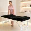 Lash Bed Topper, Ergonomic Curvy Massage Bed Topper Esthetician Bed Cushion, Non-Slip Spa Table Memory Foam Pad with Removable Cover, Ideal for Facials, Eyelash & Beauty Salon, 71"x28" Black