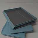 2 Pack File Storage Organizer - Portable Filing Box with Lid, Fits Letter/Legal File Folders, Light-blue