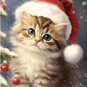Bits and Pieces Christmas Kitten Puzzles for Adults Large Pieces, Cute Kitten in Santa Hat, Random Die Cut, No 2 Pieces Alike (300 Piece Puzzle)
