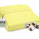 ROYALE LINENS 300 Thread Count 100% Long Staple Combed Cotton Fitted Sheet Twin - Super Soft Deep Pocket Bottom Sheet - Fitted Sheets Only - Elastic Sheets (Twin, Yellow)