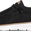 Mens Slip-on Loafers Comfortable Boat Shoes Casual Walking Sneakers Mesh Business Oxfords Work Lightweight Soft Sole (Black, M)