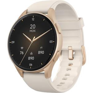 Smartwatch, Built-in Alexa, GPS, VO2 Max, HRV, Blood Oxygen, Sleep Monitoring, Women's Health, Custom Reminders, Sports Tracking, 1.32" AMOLED, Compass, Altimeter (Bluetooth, Gold, 43mm)