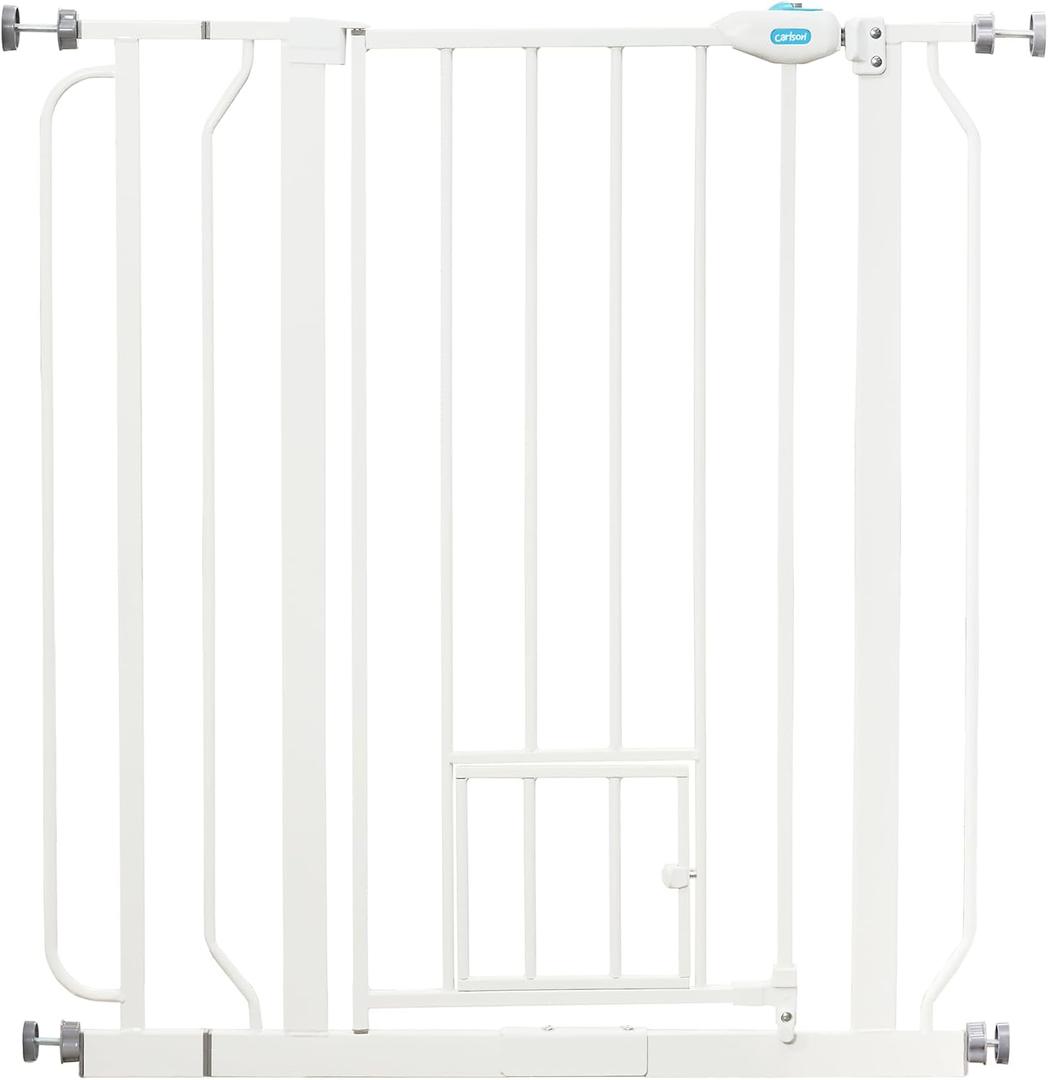 Carlson 36" Extra Tall Walk-Thru Dog Gate with Small Pet Door, White