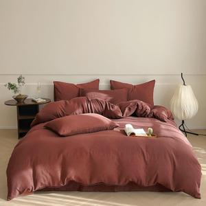 Luxlovery Brick Red Comforter Set Full Dark Rust Bedding Comforter Set Full Solid Blackish Red Soft Breathable Blanket Quilts 3 Piece Bedding Set Women Men Adults Teens