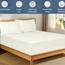 Royale Linens 100% Organic Cotton Fitted Sheet - Percale Weave - Super Soft Deep Pocket Bottom Sheets - Ivory Elastic Sheet Queen Size - Queen Fitted Sheets Only - (60"x80"+15", Ivory)
