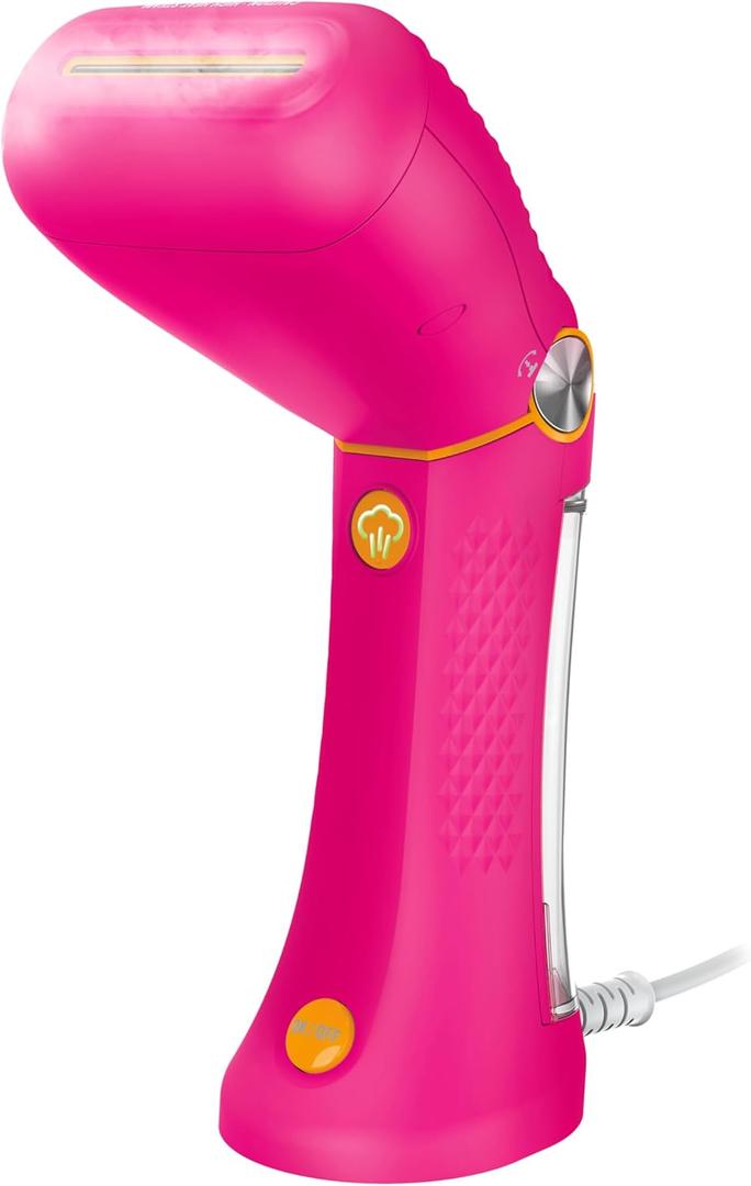 Conair Handheld Garment Steamer for Clothes - Power Steam: Small Size, Big Power - Great for Home, Office, or Travel with Dual Voltage for Worldwide Use, Pink (Standard)