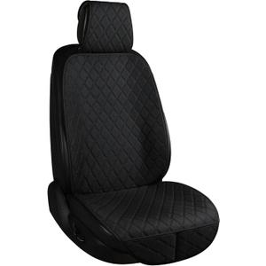 ENOGE Linen Car Seat Cover, Front Car Seat Covers, Driver Seat Protector with Soft & Breathable Cloth Fabric for All Seasons Universal Fits Most Automotive, Van, SUV, Truck (Black, 1 Front)