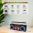 Retro 80's Cassette Player Recorder with AM/FM/SW Radio, Bluetooth Boombox, USB, Built-in MIC for Voice Recording, RGB Colorful Lights, Headphone Jack, AC or Battery Powered