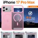 Magnetic for iPhone 17 Pro Max Case,[Anti-Slip][Compatible with MagSafe][Military Grade Drop Protection] Shockproof Protective Translucent Matte Phone Case for iPhone 17 Pro Max Case,Pink