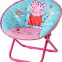Idea Nuova 19 Folding Saucer Chair for Bedroom, Playroom, or TV Room, Toddler Chair with Foldable Metal Frame, Portable & Comfortable,Ages 3+, Peppa Pig