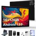 Tablet 10.1 Inch Android 13 Tablets 2025 Latest Android Tablets 128GB ROM+16GB RAM (8+8 Virtual), 2 in 1 Tablet with Keyboard, Powerful Octa-Core+13MP Camera, 1TB TF Expandable, FHD WiFi Tableta PC (Black)