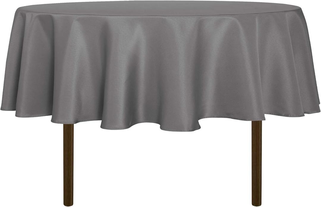 Sancua Round Tablecloth - 60 Inch - Water Resistant Spill Proof Washable Polyester Table Cloth Decorative Fabric Table Cover for Dining, Buffet Parties and Camping, Light Grey(Fits 20-48 Inch Tables)