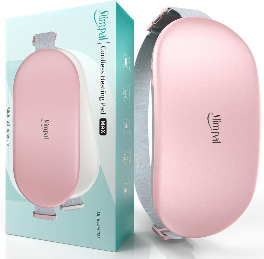 Slimpal Heating Pad for Period Cramps, Plus-Sized Portable Electric Heating Pad, Menstrual Cordless Heat Belt Back, Belly, Waist Pain Relief, Long-Lasting Battery, Light Pink