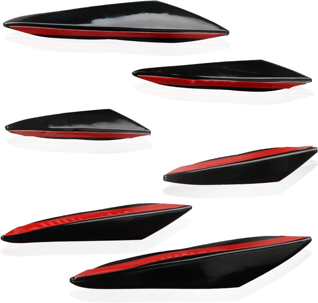 1 Pack 6 Pcs Car Front Bumper Lip Splitter, Universal Auto Spoiler Canards Kit, Car Body Auto Anti Collision Strip Decoration Decal Sticker Fits for Vehicle Suvs (Black)