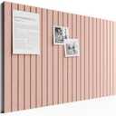 Bumusty Large Cork Board Alternative-36 x 24" Felt Bulletin Board Tiles, with 30 Pushpins, 40 Adhesive Tabs, 6-Pack Slat Wall Paneling, Cork Boards for Office Push Pin Board Felt Board-Pink