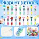 Tenceur 36 Set End of Year Gifts 4 in 1 Color Ballpoint Pens Bulk with 36 Thank You Cards, Cute Cartoon Multi Ink Pens Assorted for Rewards, Teacher Appreciation Gifts, Party Favors Supplies