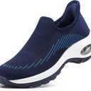 STQ Slip on Plantar Fasciitis Shoes Women Slip-on Non Slip Walking Sneakers Orthopedic Diabetic Nurse Shoes for Pregnancy, Pain Relief Navy Teal 9