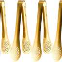9 Inch Gold Buffet Tongs Set of 4, Stainless Steel Food Serving Utensils Tong for Cooking, Salad, Barbecue, Buffet, Toast