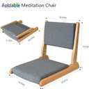 Japanese Floor Chair with Back Support, Foldable Meditation Chair, Legless Tatami Chair with Cushion, Floor Seat for Living Room, Bedroom, Bay Window (1, Dark Gray)