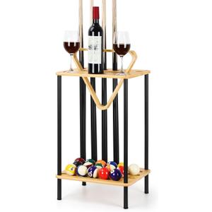 smusei Pool Stick Holder Pool Cue Holder Pool Cue Stick Rack Floor Stand Billiard Stick Holder for Billiard Room Game Room Club Pool Table Accessories Holds 6 Cues, Natural Bamboo