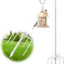 Shepherds Hooks for Outdoor Bird Feeders - 46" Heavy Duty Hummingbird Feeder Pole with Anti-Tip 5-Prong Base,Adjustable Stand Hanger for Garden,Yard, Flower Beds Hanging Birdfeeders,Baskets,White
