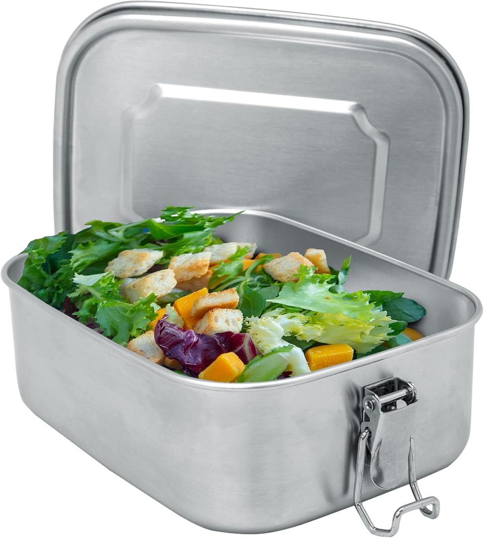 NERTHUS FIH 940 Stainless Steel Lunch Box 800 ml Stainless Steel Metal Lunch Box, Airtight, Lightweight, Reusable and Easy to Clean