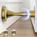 Magnetic Door Stopper for Bottom of Door Catch, Heavy Duty Magnets Door Stops Holder to Keep Door Open, No Drill Strong Adhesive & Screws, Wall & Floor Mounting Stainless Steel Doorstop 2 Pack Gold