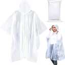 Noe & Malu 20-Pack Emergency Disposable Rain Ponchos for Adults  100% Waterproof with Hood | Clear Lightweight Unisex Raincoats for Camping, Hiking & Travel