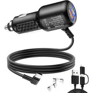 Dash Cam Charger USB C,Type C Dash Cam Power Cord,Dual USB Fast Charger, Compatible with REDTIGER F7N Series,Vantrue N4 and N2S Series,WOLFBOX Mirror cam,AZDOME,Pelsee and GPS Navigator(11.5FT)