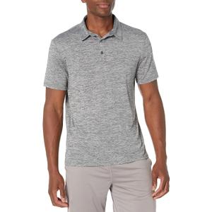 Amazon Essentials Men's Slim-Fit Quick Dry Tech Stretch Lightweight Golf Polo Shirt (Large, Dark Grey Heather)