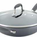 Anolon Advanced Home Hard Anodized Nonstick Frying/Saute/All Purpose Pan with Lid and Helper Handle, 12 Inch, Moonstone Dark Gray