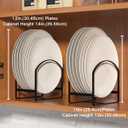 4 Pack Kitchen Plate Holder Organizer for Cabinet Space Saver Dinner Dish Plate Storage Rack Upright Dish Drying Racks Metal Dish Racks Stand for Cupboard and Countertop 2 Large 2 Small Black